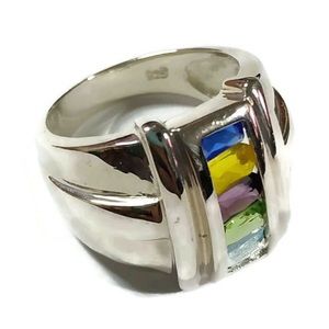 Men 925 sterling Silver ring with amethyst